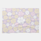 Blume Muster - Pastellrosa, Gelb und Lila Geschirrtuch (Horizontal)