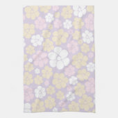 Blume Muster - Pastellrosa, Gelb und Lila Geschirrtuch (Vertikal)