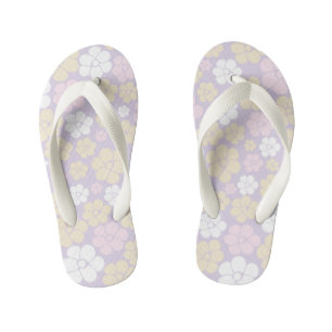 Blume Muster - Pastellrosa, Gelb und Lila Kinderbadesandalen