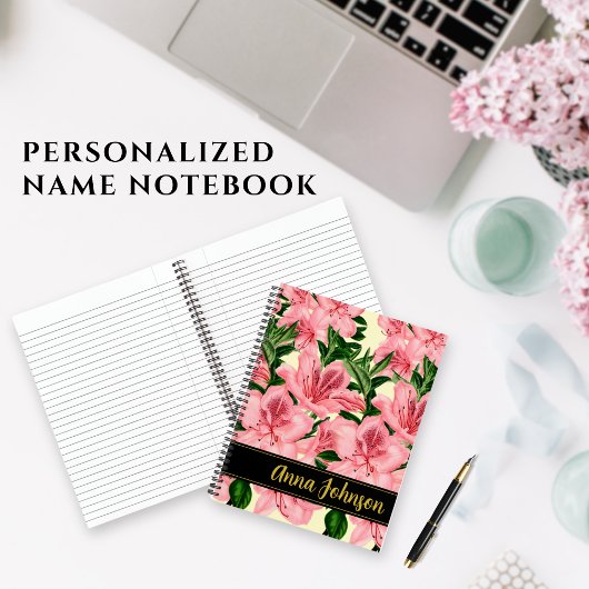 Blume Muster Personalisiert Name Notebook Notizblock