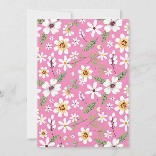 Blume Muster Pink Islamische Aqiqa Aqeeqa Baby Einladung (Rückseite)