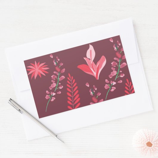 Blume Muster. Rechteckiger Aufkleber (Umschlag)