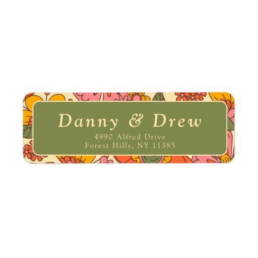 Blume Muster Retro Boho 70er Adress (Vorne)