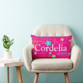 Blume Muster rosa Aqua Cordelia Lendenkissen