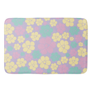 Blume Muster - Rosa, Gelb, Lila und Grün Badematte