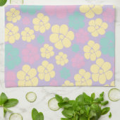 Blume Muster - Rosa, Gelb, Lila und Grün Geschirrtuch (Gefaltet)