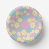 Blume Muster - Rosa, Gelb, Lila und Grün Pappteller (Vorderseite)
