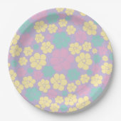 Blume Muster - Rosa, Gelb, Lila und Grün Pappteller (Vorderseite)
