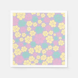Blume Muster - Rosa, Gelb, Lila und Grün Serviette
