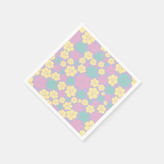 Blume Muster - Rosa, Gelb, Lila und Grün Serviette (Ecke)