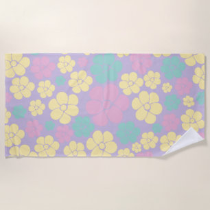 Blume Muster - Rosa, Gelb, Lila und Grün Strandtuch