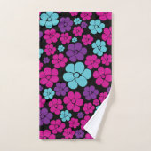 Blume Muster - Rosa, Lila, Blau und Schwarz Badhandtuch Set (Handtuch)