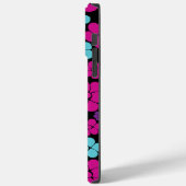 Blume Muster - Rosa, Lila, Blau und Schwarz Case-Mate iPhone Hülle (Rückseite / Links)