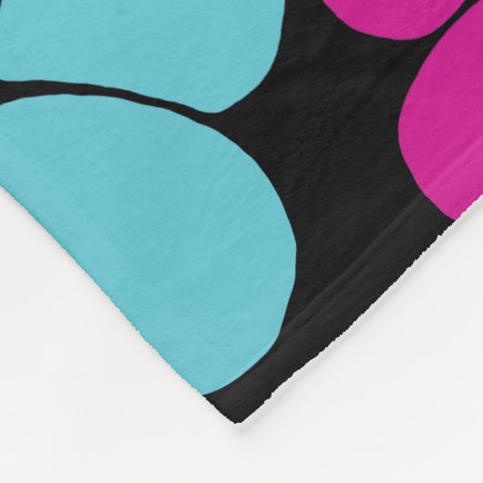 Blume Muster - Rosa, Lila, Blau und Schwarz Fleecedecke (Ecke)
