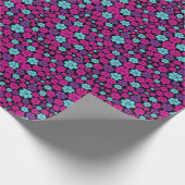 Blume Muster - Rosa, Lila, Blau und Schwarz Geschenkpapier (Ecke)