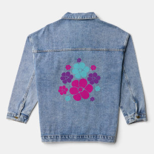 Blume Muster - Rosa, Lila, Blau und Schwarz Jeansjacke