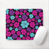 Blume Muster - Rosa, Lila, Blau und Schwarz Mousepad (Mit Mouse)