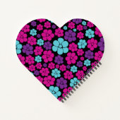 Blume Muster - Rosa, Lila, Blau und Schwarz Notizblock (Rückseite)