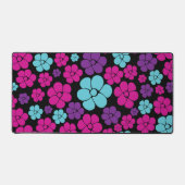 Blume Muster - Rosa, Lila, Blau und Schwarz Schreibtischunterlage (Vorderseite)