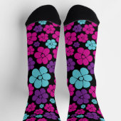 Blume Muster - Rosa, Lila, Blau und Schwarz Socken (Oben)