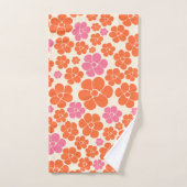 Blume Muster - Rosa, orange und creme Badhandtuch Set (Handtuch)
