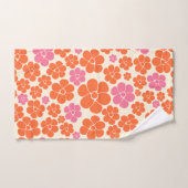Blume Muster - Rosa, orange und creme Badhandtuch Set (Handtuch)