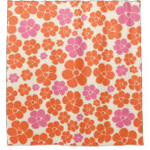 Blume Muster - Rosa, orange und creme Duschvorhang (Vorderseite)