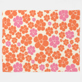 Blume Muster - Rosa, orange und creme Fleecedecke (Vorderseite (Horizontal))