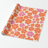 Blume Muster - Rosa, orange und creme Geschenkpapier (Ungerollt)