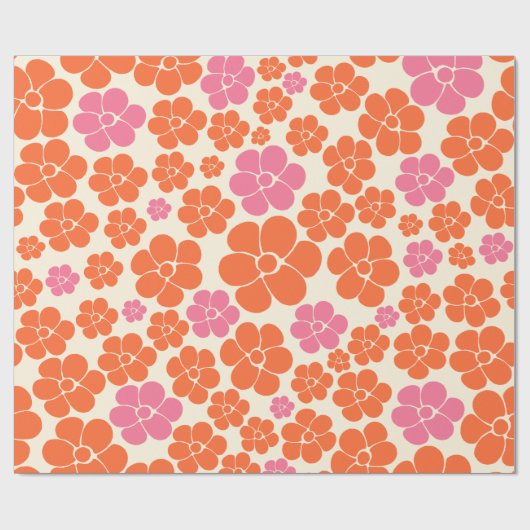 Blume Muster - Rosa, orange und creme Geschenkpapier (Flach)