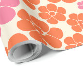 Blume Muster - Rosa, orange und creme Geschenkpapier (Rolleneckpunkt)