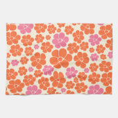 Blume Muster - Rosa, orange und creme Geschirrtuch (Horizontal)