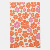 Blume Muster - Rosa, orange und creme Geschirrtuch (Vertikal)