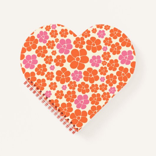 Blume Muster - Rosa, orange und creme Notizblock (Vorderseite)
