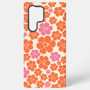 Blume Muster - Rosa, orange und creme Samsung Galaxy Hülle