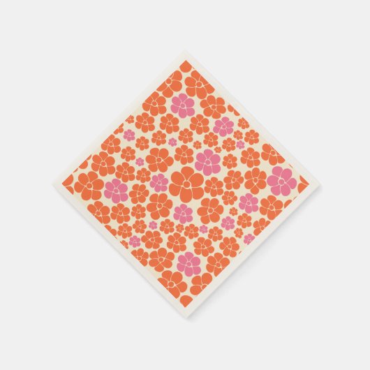 Blume Muster - Rosa, orange und creme Serviette (Ecke)