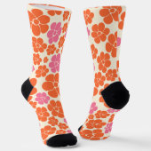 Blume Muster - Rosa, orange und creme Socken (Gewinkelt)