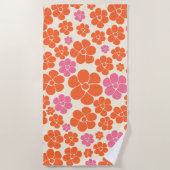 Blume Muster - Rosa, orange und creme Strandtuch (Vorderseite)