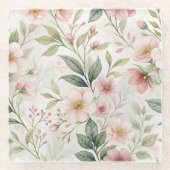 Blume Muster rosa Pastellfarben niedlich Glasuntersetzer (Vorderseite)