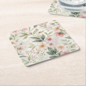 Blume Muster rosa Pastellfarben niedlich Rechteckiger Pappuntersetzer (angewinkelt)