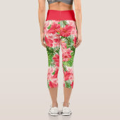 Blume-Muster Roter Hibiskus Hochwaisted Capris (Rückseite)