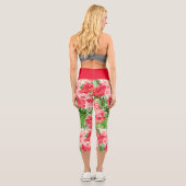 Blume-Muster Roter Hibiskus Hochwaisted Capris (Rückseite)