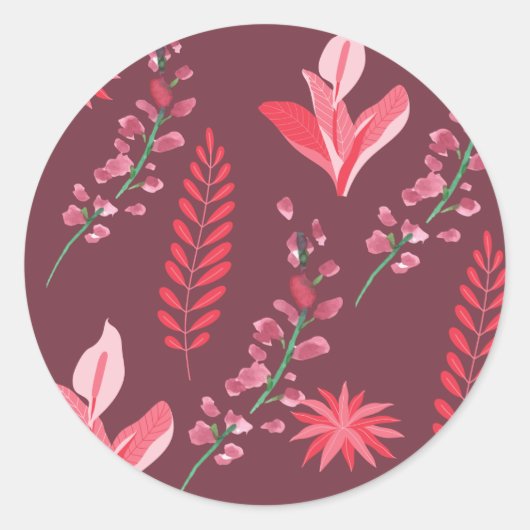 Blume Muster. Runder Aufkleber (Vorderseite)