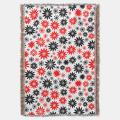 Blume Muster - Schwarz mit Rot und Weiß Decke (Vorderseite Vertikal)