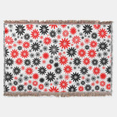 Blume Muster - Schwarz mit Rot und Weiß Decke (Vorderseite)