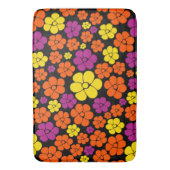 Blume Muster - Schwarz, Rosa, Orange und Gelb Badematte (Vorderseite Vertikal)