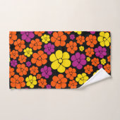 Blume Muster - Schwarz, Rosa, Orange und Gelb Badhandtuch Set (Handtuch)