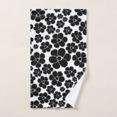 Blume Muster - Schwarz und Weiß Badhandtuch Set (Handtuch)