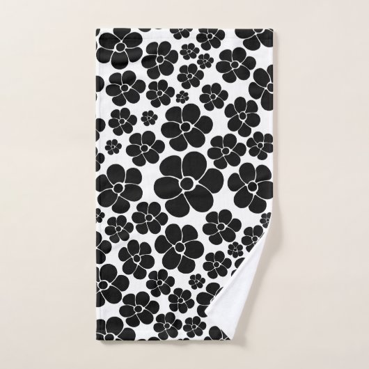 Blume Muster - Schwarz und Weiß Badhandtuch Set (Handtuch)