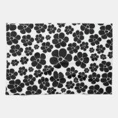 Blume Muster - Schwarz und Weiß Geschirrtuch (Horizontal)